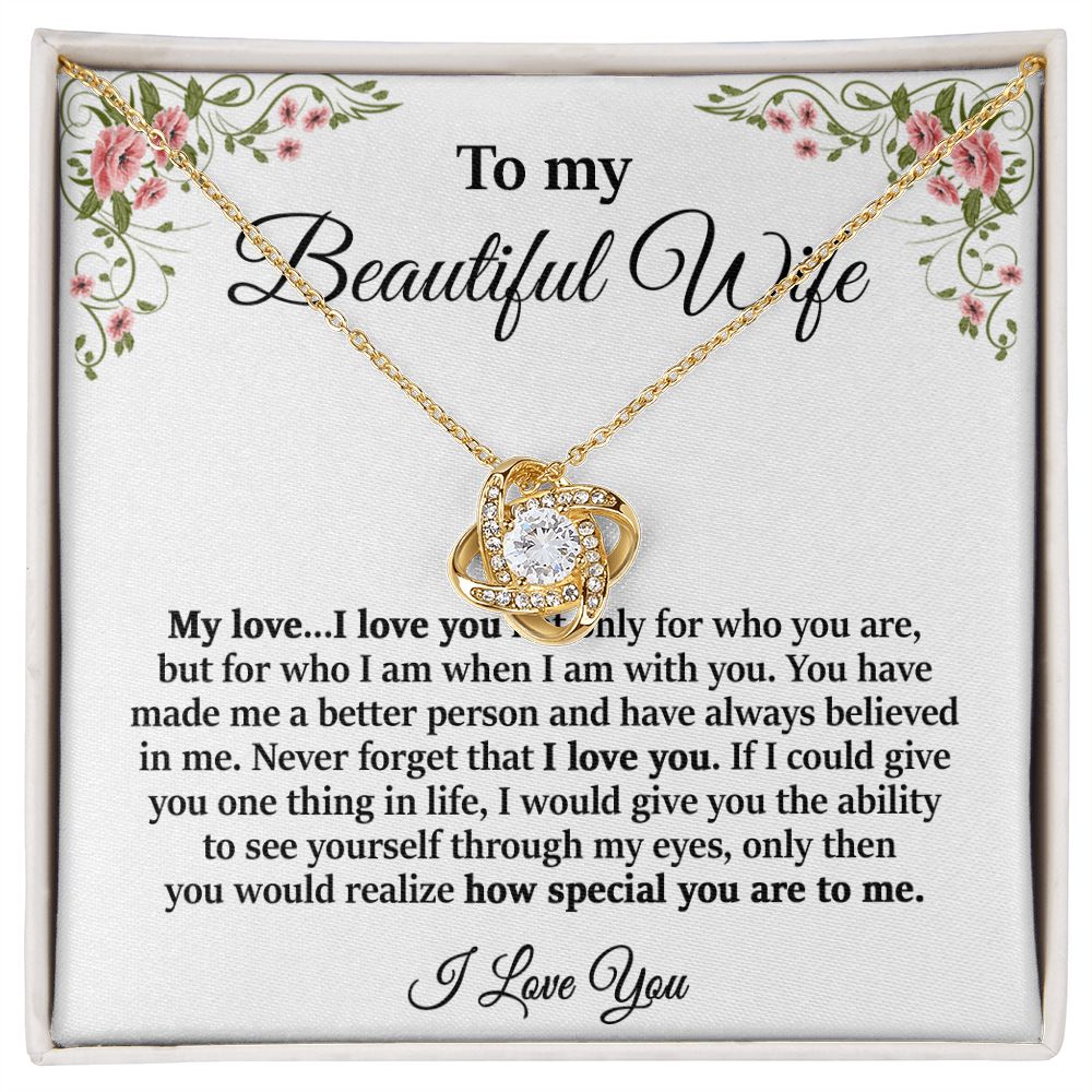 To My Beautiful Wife - Love Knot Necklace