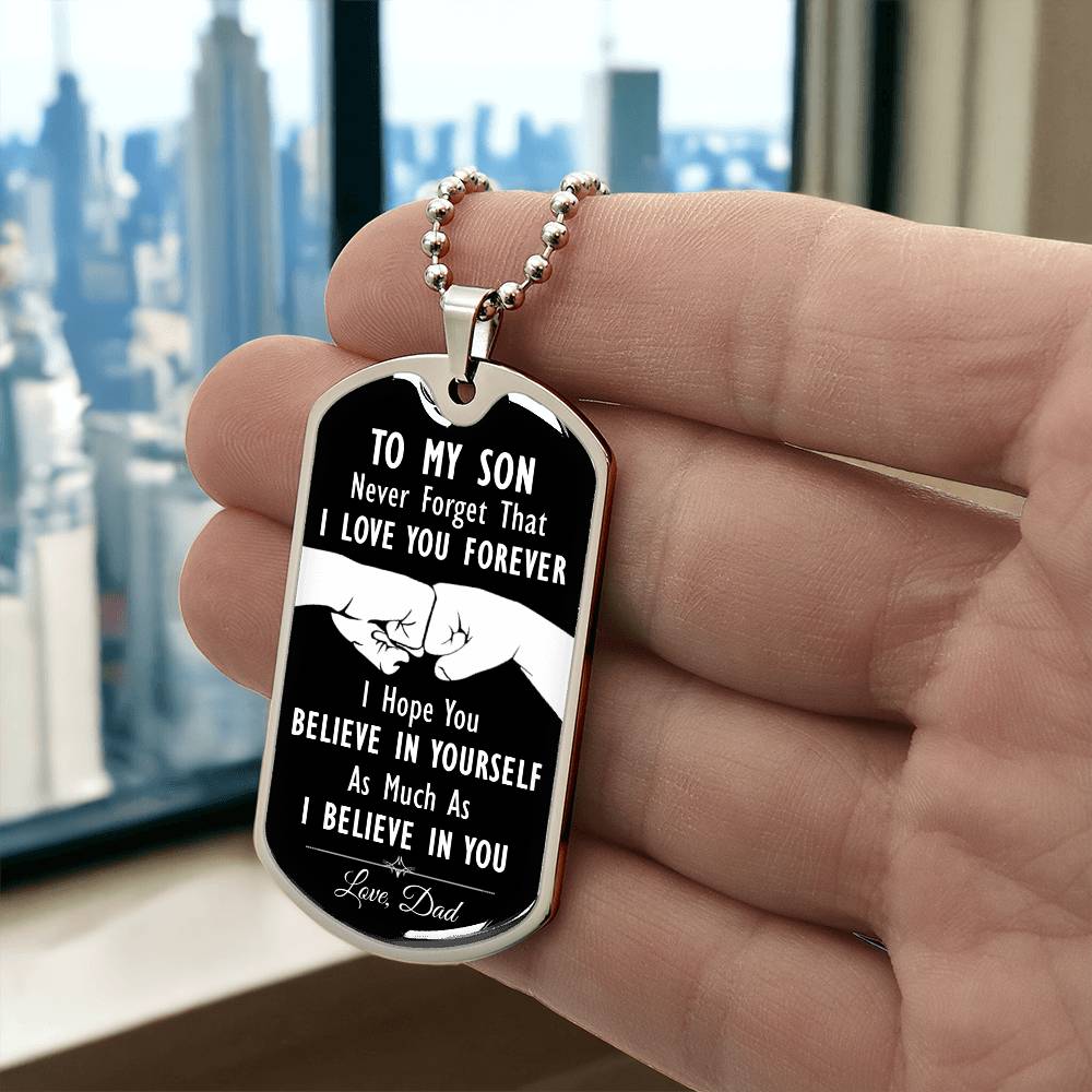 Dog Tag for Son from Dad - Luxury Military Necklace