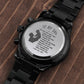 ENGRAVED WATCH FOR DAD FROM DAUGHTER - ENGRAVED DESIGN BLACK CHRONOGRAPH WATCH