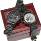 ENGRAVED WATCH FOR DAD FROM DAUGHTER - ENGRAVED DESIGN BLACK CHRONOGRAPH WATCH