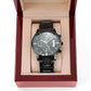 WATCH FOR FATHER IN LAW - ENGRAVED DESIGN BLACK CHRONOGRAPH WATCH