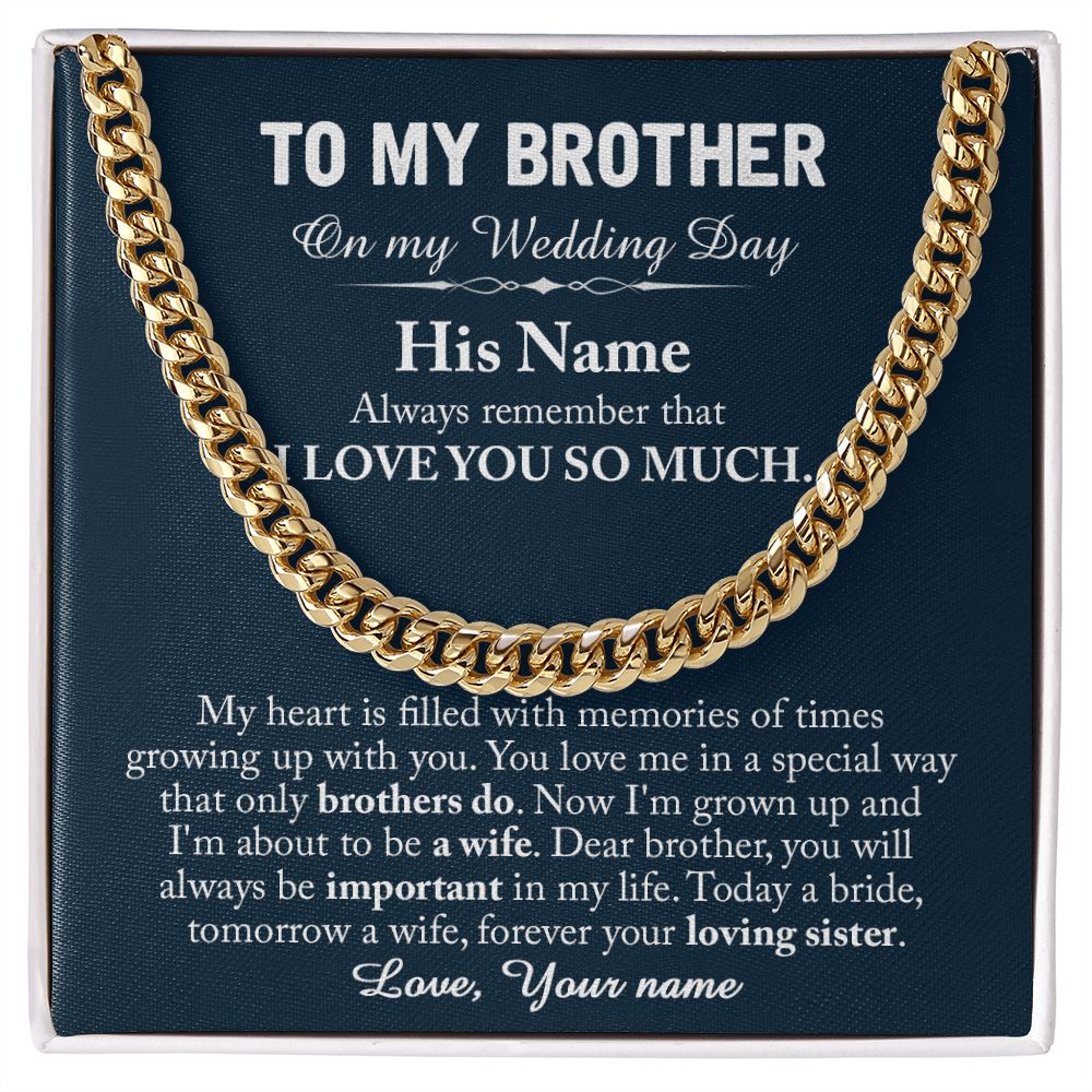 TO MY BROTHER ON MY WEDDING DAY - CUSTOM NAME GIFT