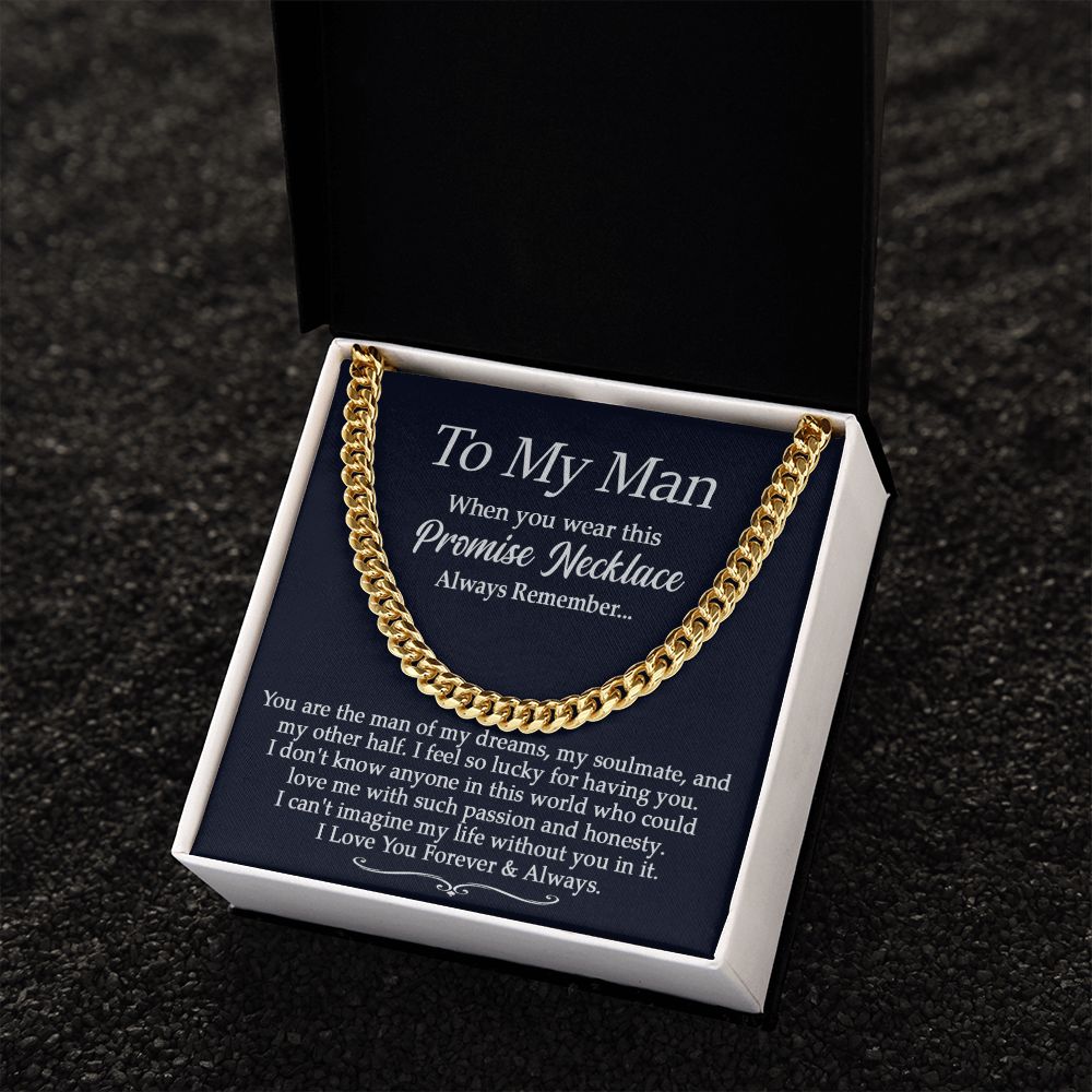 Promise Necklace - To My Man - Cuban Link Chain