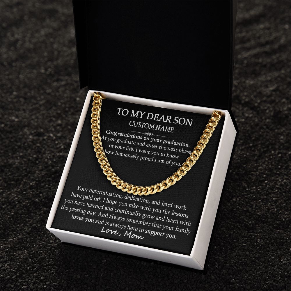 TO MY DEAR SON CUSTOM NAME GIFT - CUBAN LINK CHAIN