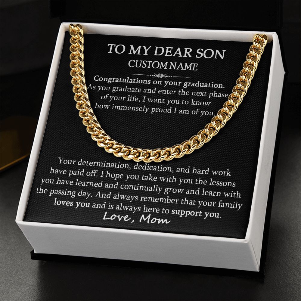 TO MY DEAR SON CUSTOM NAME GIFT - CUBAN LINK CHAIN