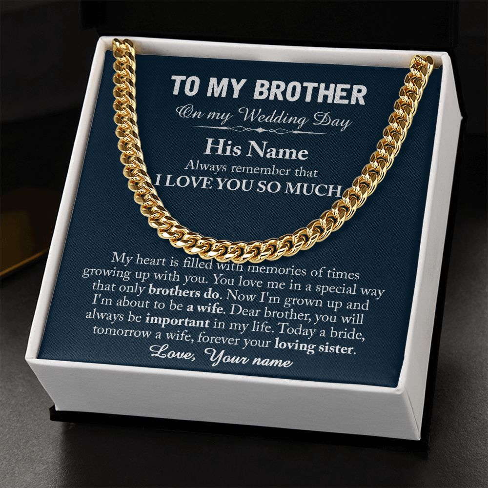 TO MY BROTHER ON MY WEDDING DAY - CUSTOM NAME GIFT