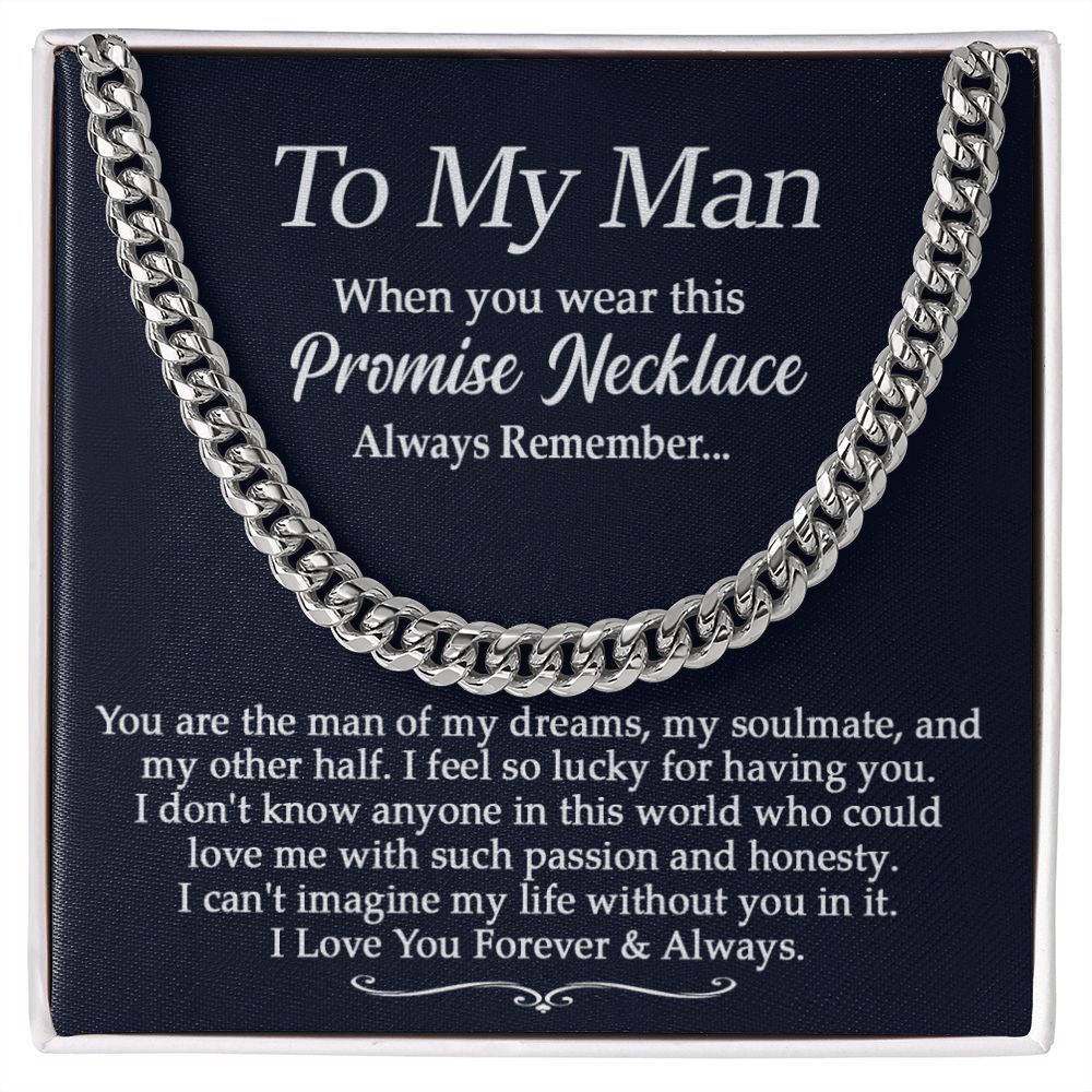 Promise Necklace - To My Man - Cuban Link Chain