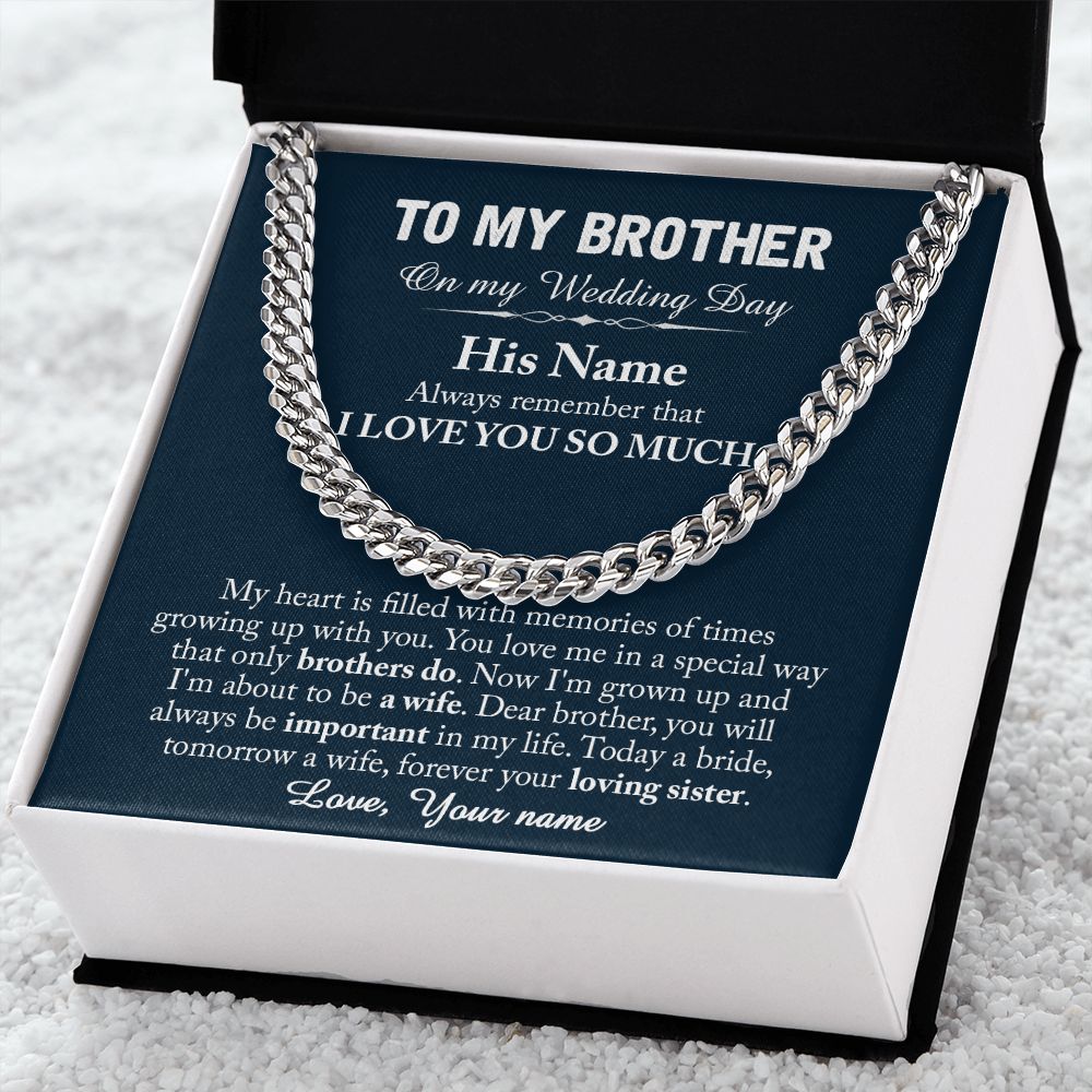 TO MY BROTHER ON MY WEDDING DAY - CUSTOM NAME GIFT