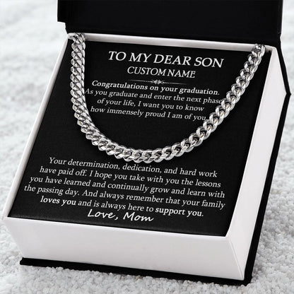 TO MY DEAR SON CUSTOM NAME GIFT - CUBAN LINK CHAIN