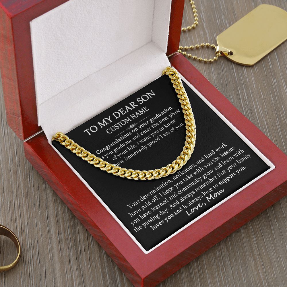 TO MY DEAR SON CUSTOM NAME GIFT - CUBAN LINK CHAIN