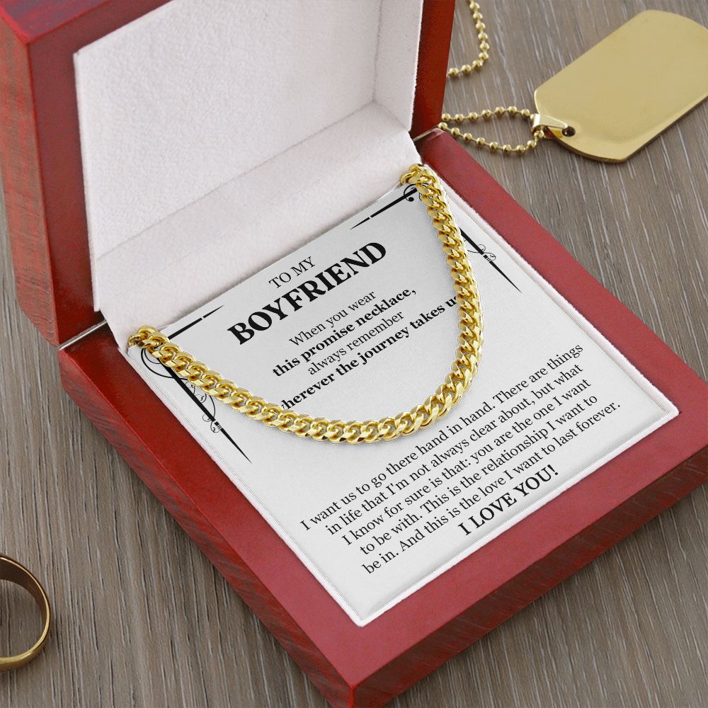 TO MY BOYFRIEND PROMISE NECKLACE - CUBAN LINK CHAIN