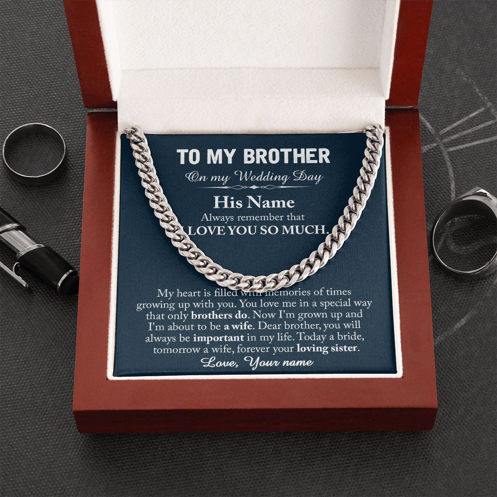 TO MY BROTHER ON MY WEDDING DAY - CUSTOM NAME GIFT