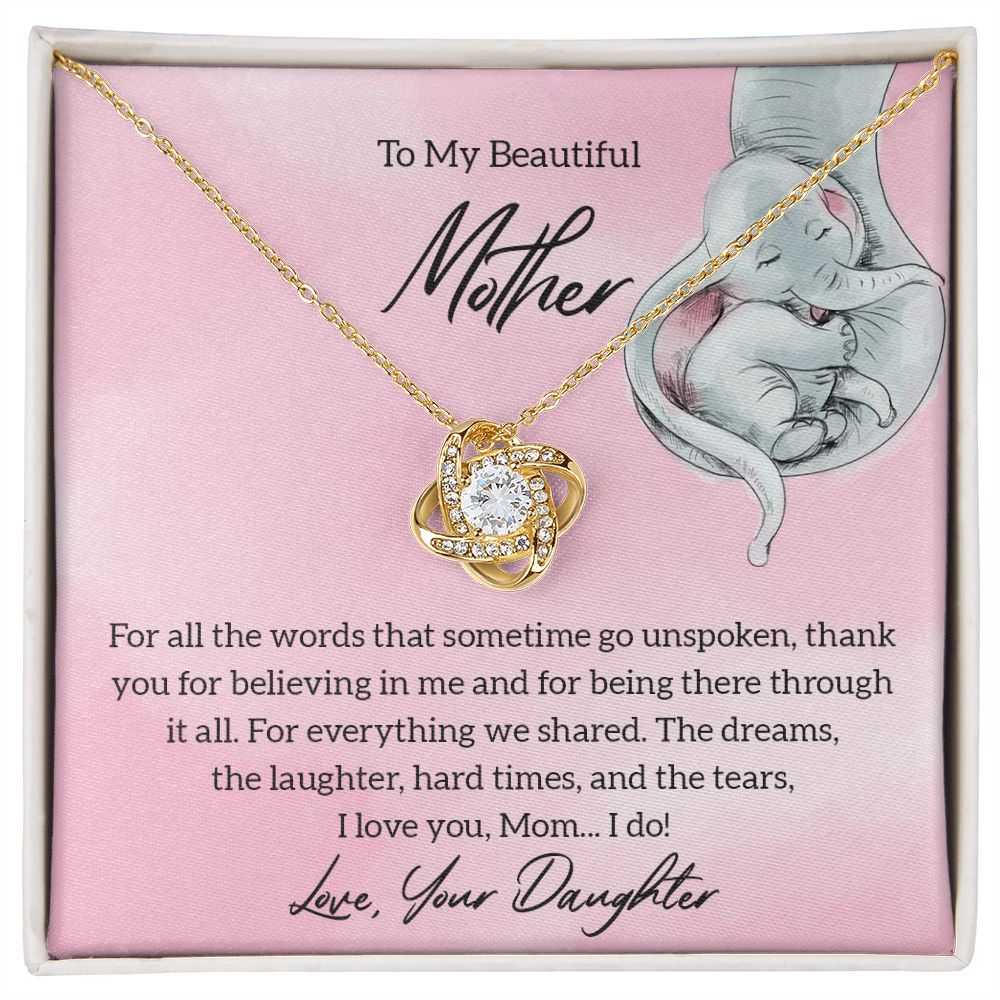 To My Beautiful Mother - Beautiful Love Knot Necklace