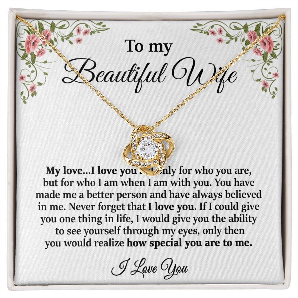 To My Beautiful Wife - Love Knot Necklace