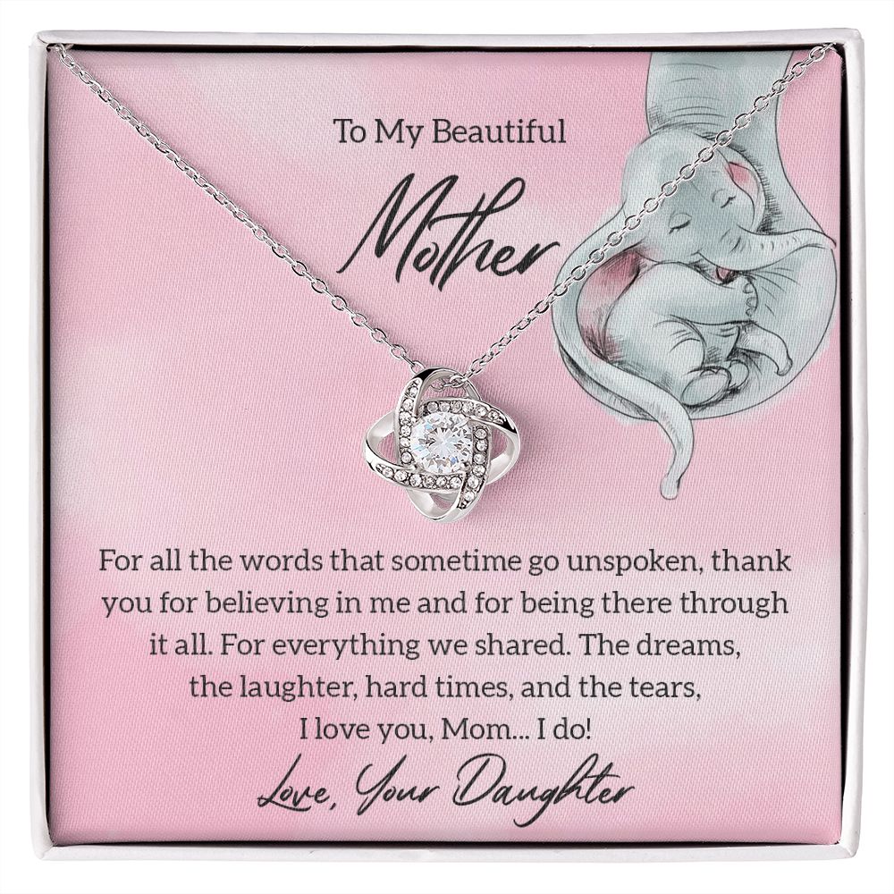 To My Beautiful Mother - Beautiful Love Knot Necklace