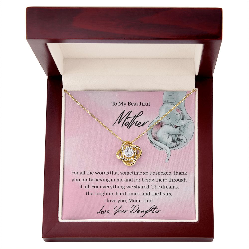 To My Beautiful Mother - Beautiful Love Knot Necklace