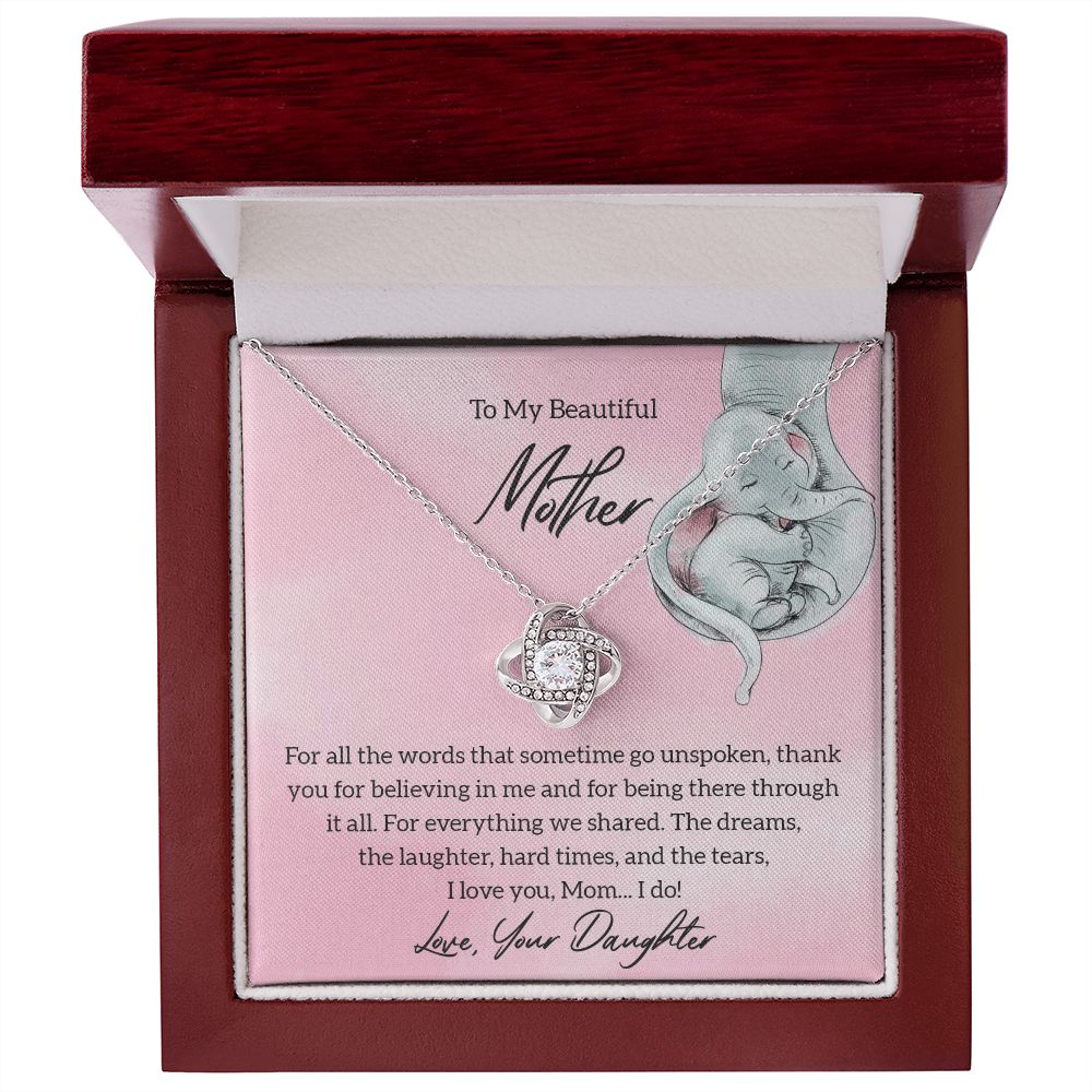 To My Beautiful Mother - Beautiful Love Knot Necklace