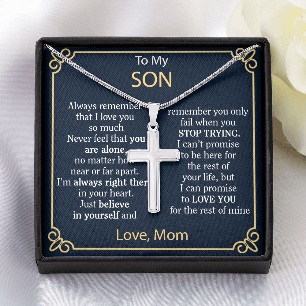 SON NECKLACE FROM MOM - CUBAN CROSS NECKLACE