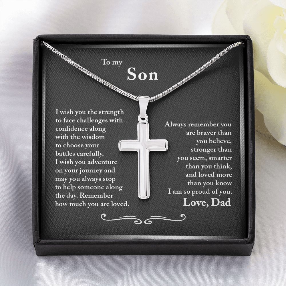 To My Son from Dad - Stainless Steel Cross Necklace