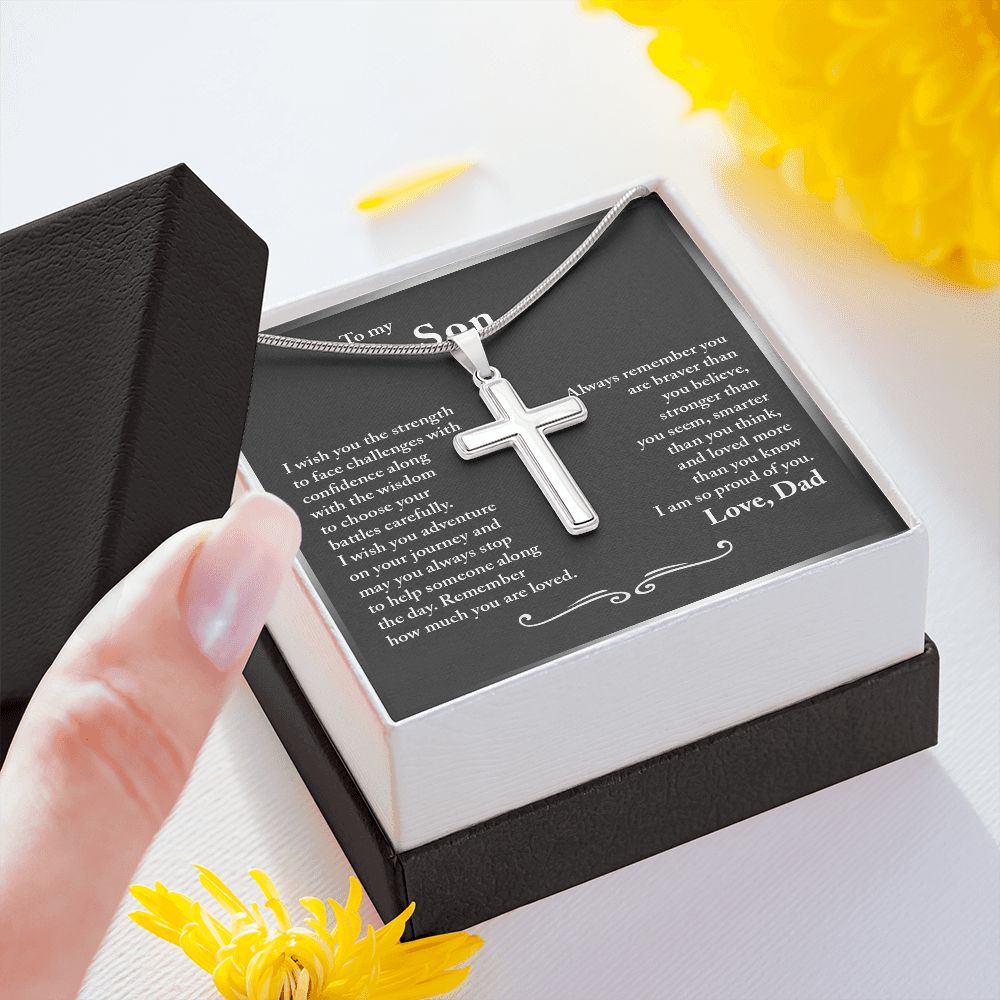 To My Son from Dad - Stainless Steel Cross Necklace