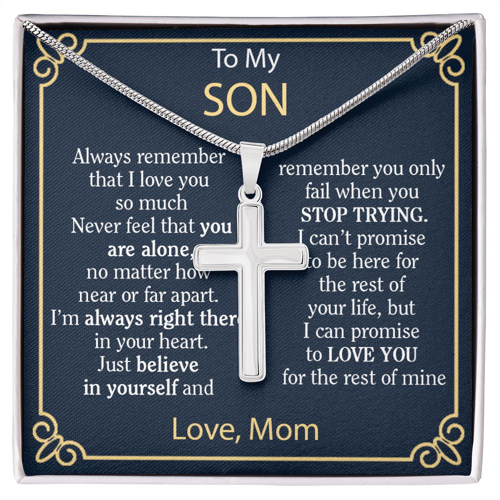 SON NECKLACE FROM MOM - CUBAN CROSS NECKLACE