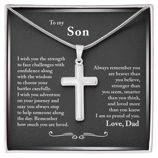 To My Son from Dad - Stainless Steel Cross Necklace