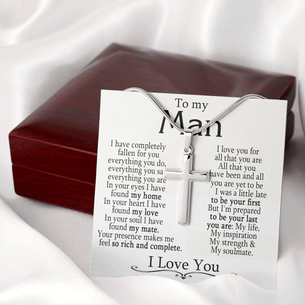 To My Man - I Love You - Stainless Steel Cross Necklace