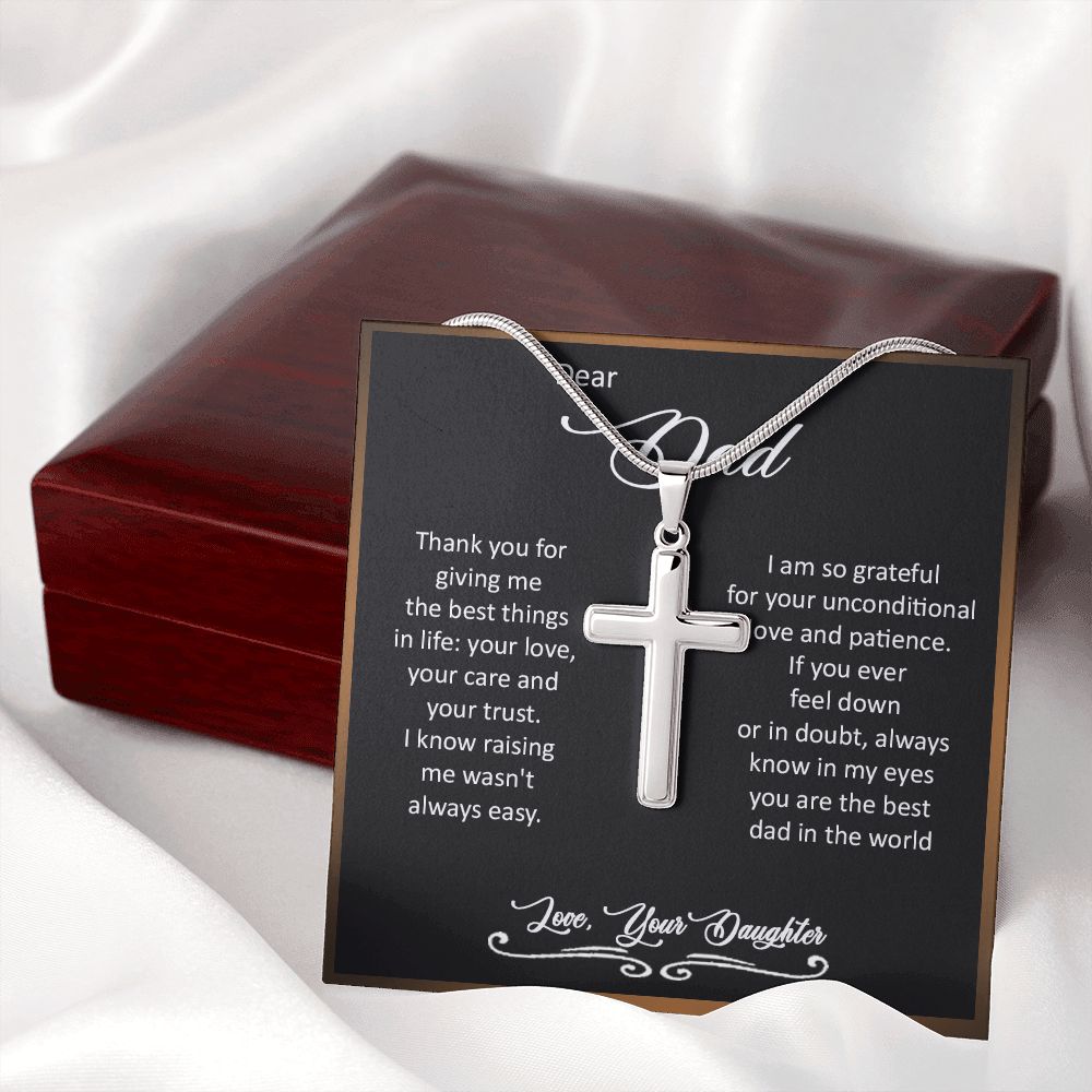 Gift for Dad from Daughter - Stainless Steel Cross Necklace